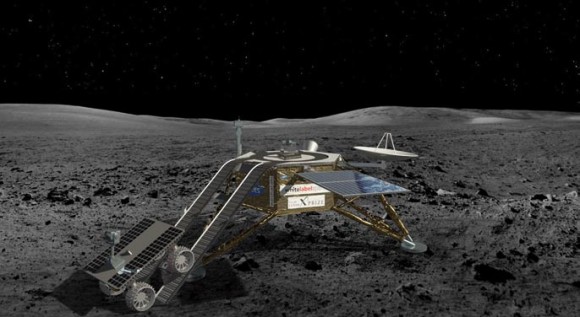 De lander van White Label Space, voorzien van maankarretje, is een van de Nederlandse kanshebbers voor de Google Lunar X-Prize.